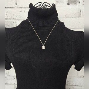 SOPHIA FIORI Flower Pendant With Pink Stone pendant & 925 Silver Necklace